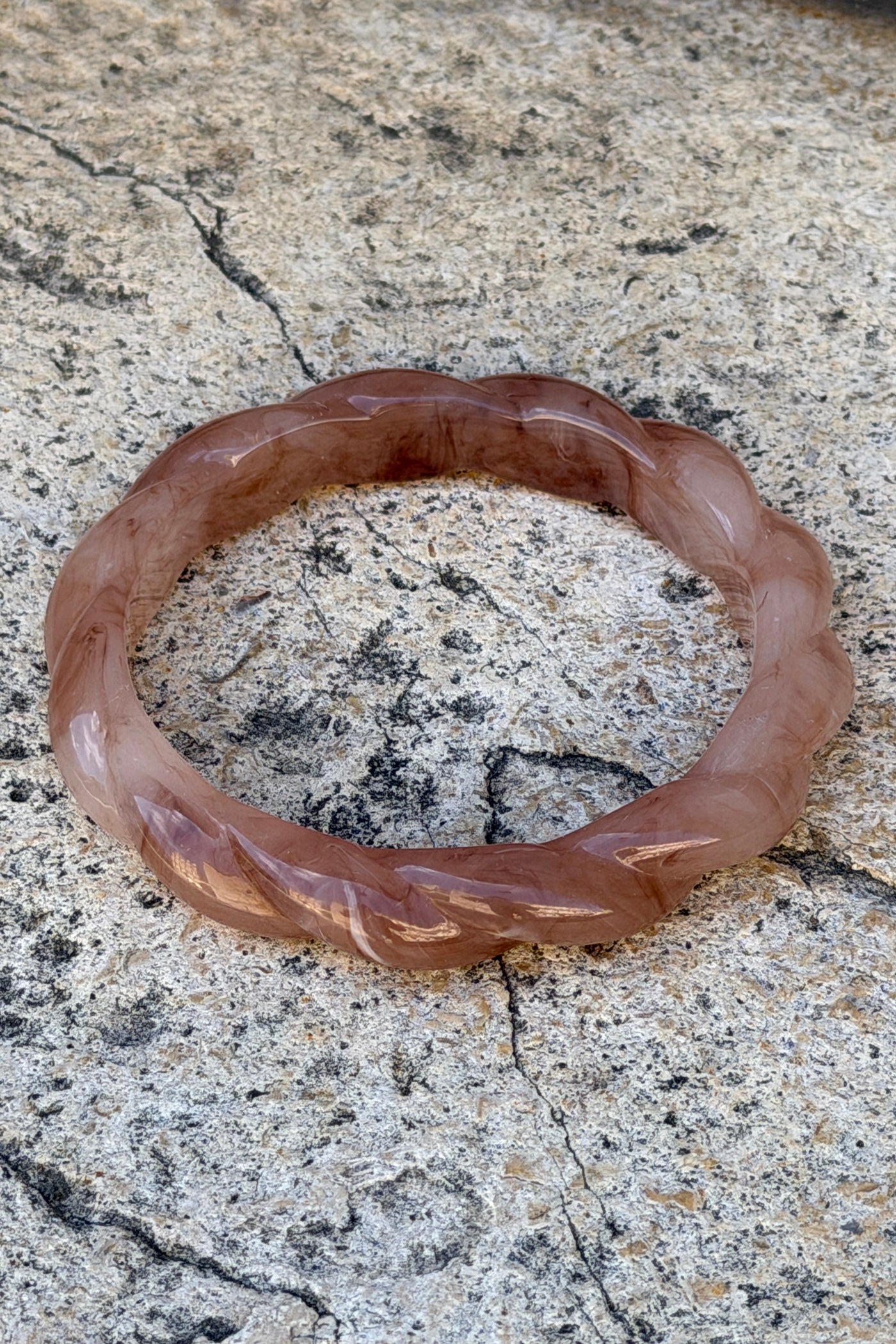 Pink Blush Twisted Resin Bangle