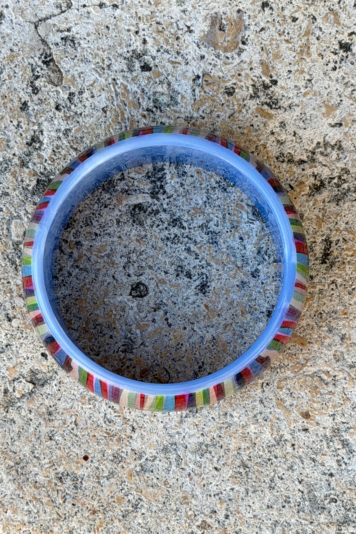Green Multi Horizontal Stripe Wide Bangle