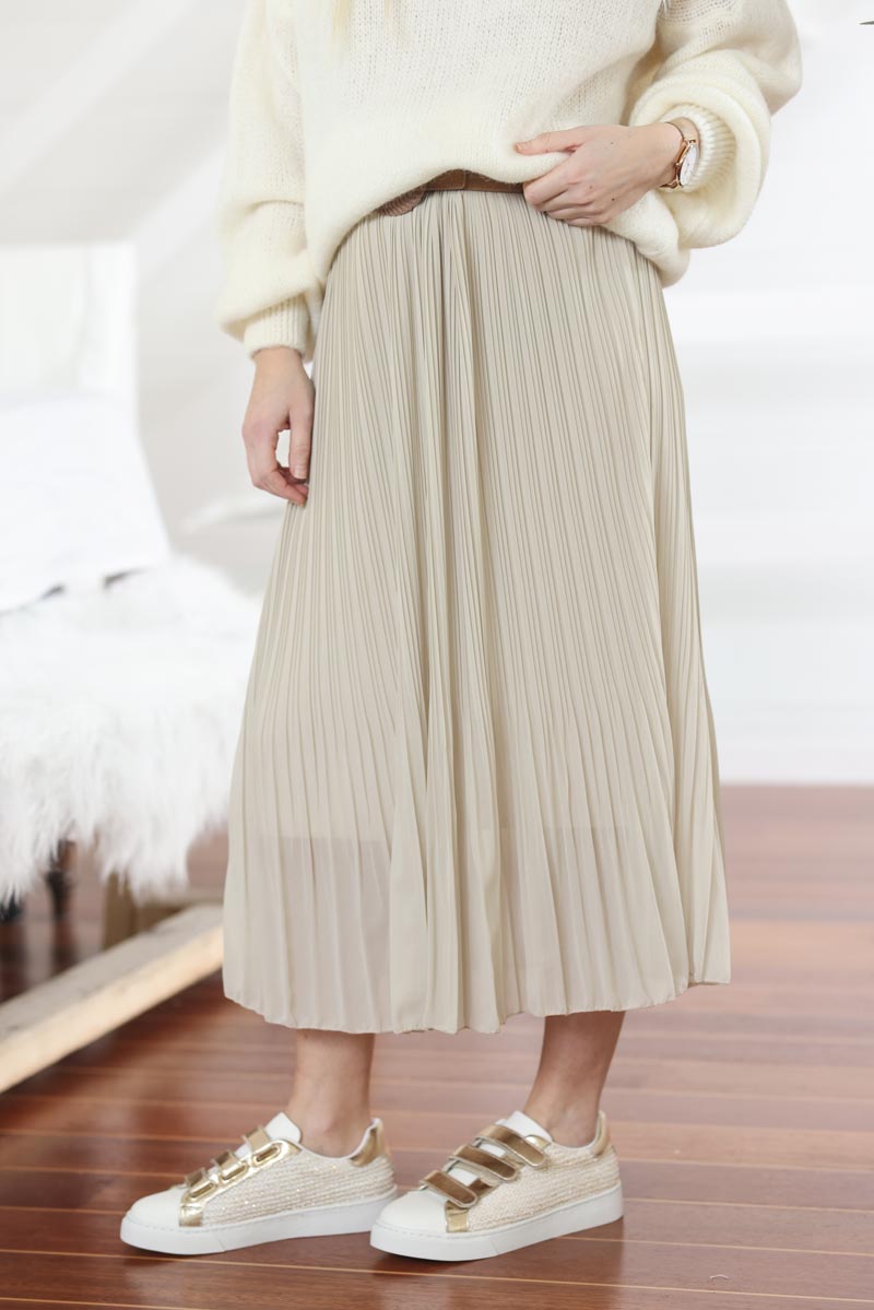 Glitter pleated maxi outlet skirt