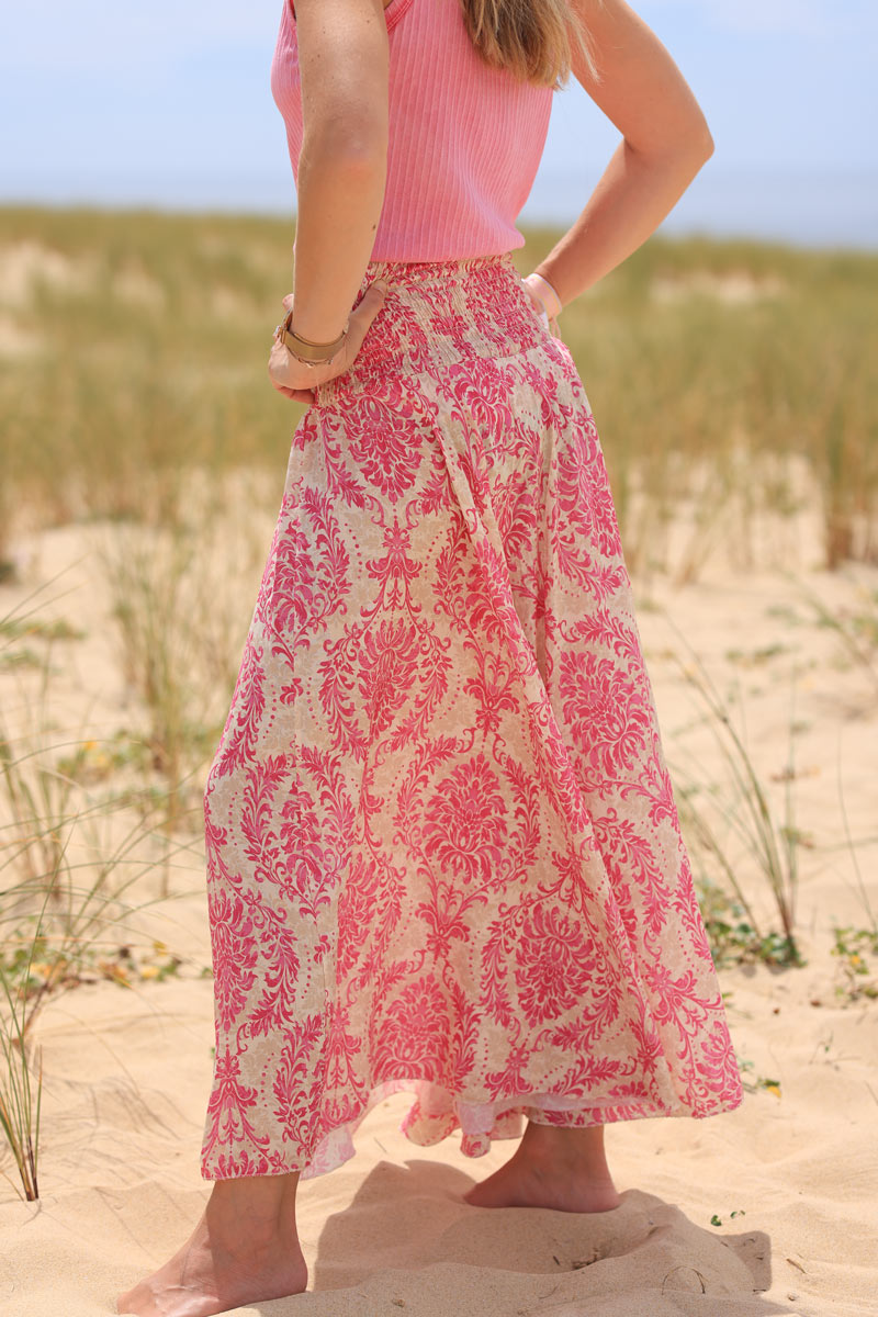 Floaty wide leg culottes with fuchsia paisley and lys print