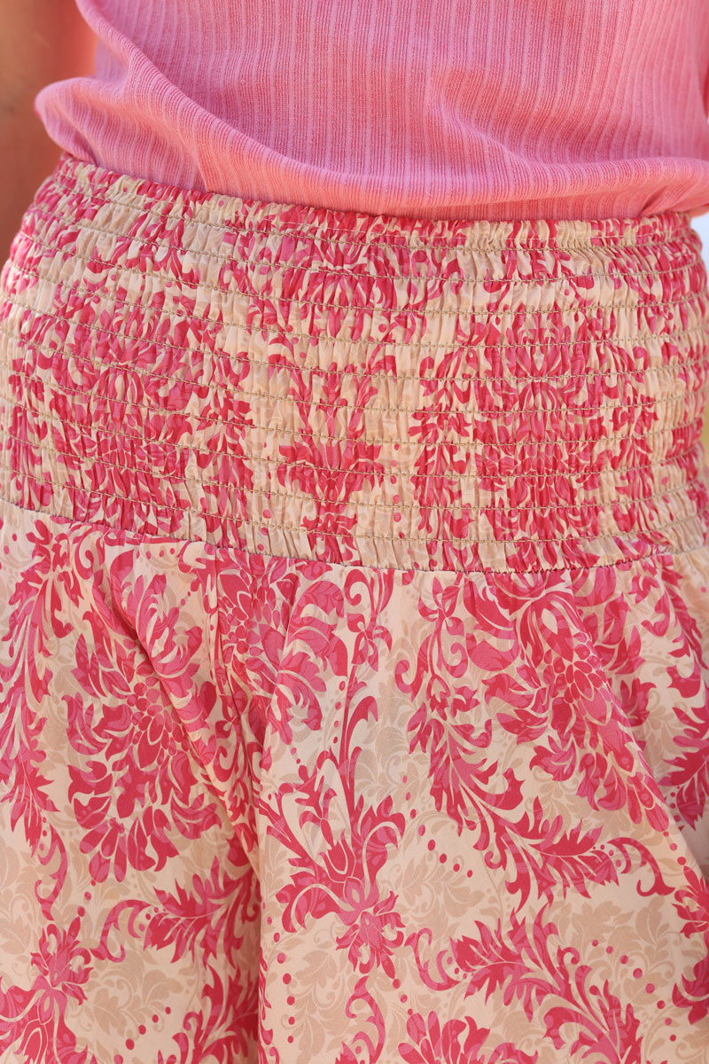 Floaty wide leg culottes with fuchsia paisley and lys print