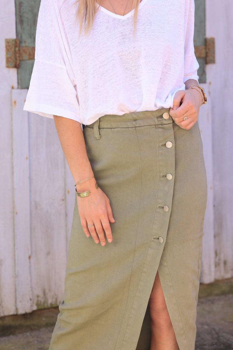 Maxi denim skirts khaki best sale