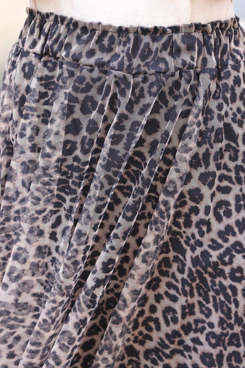Jupe longue en tulle style tutu imrpime leopard h165 (1)