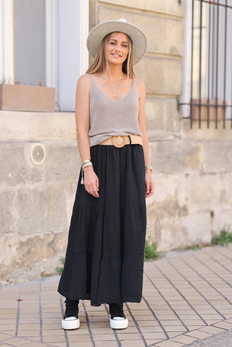 Black gauze shop maxi skirt