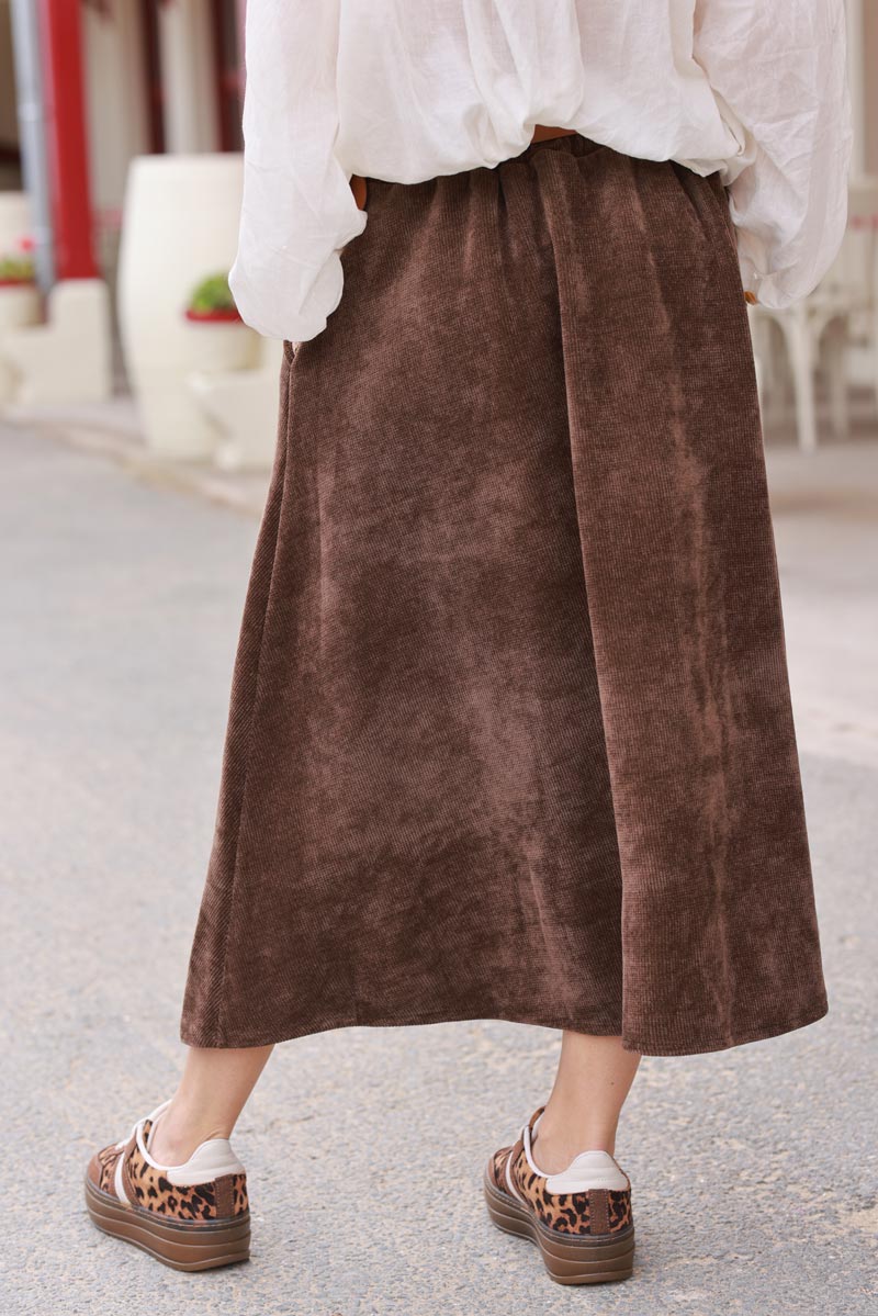 Chocolate A-Line Button-Front Skirt