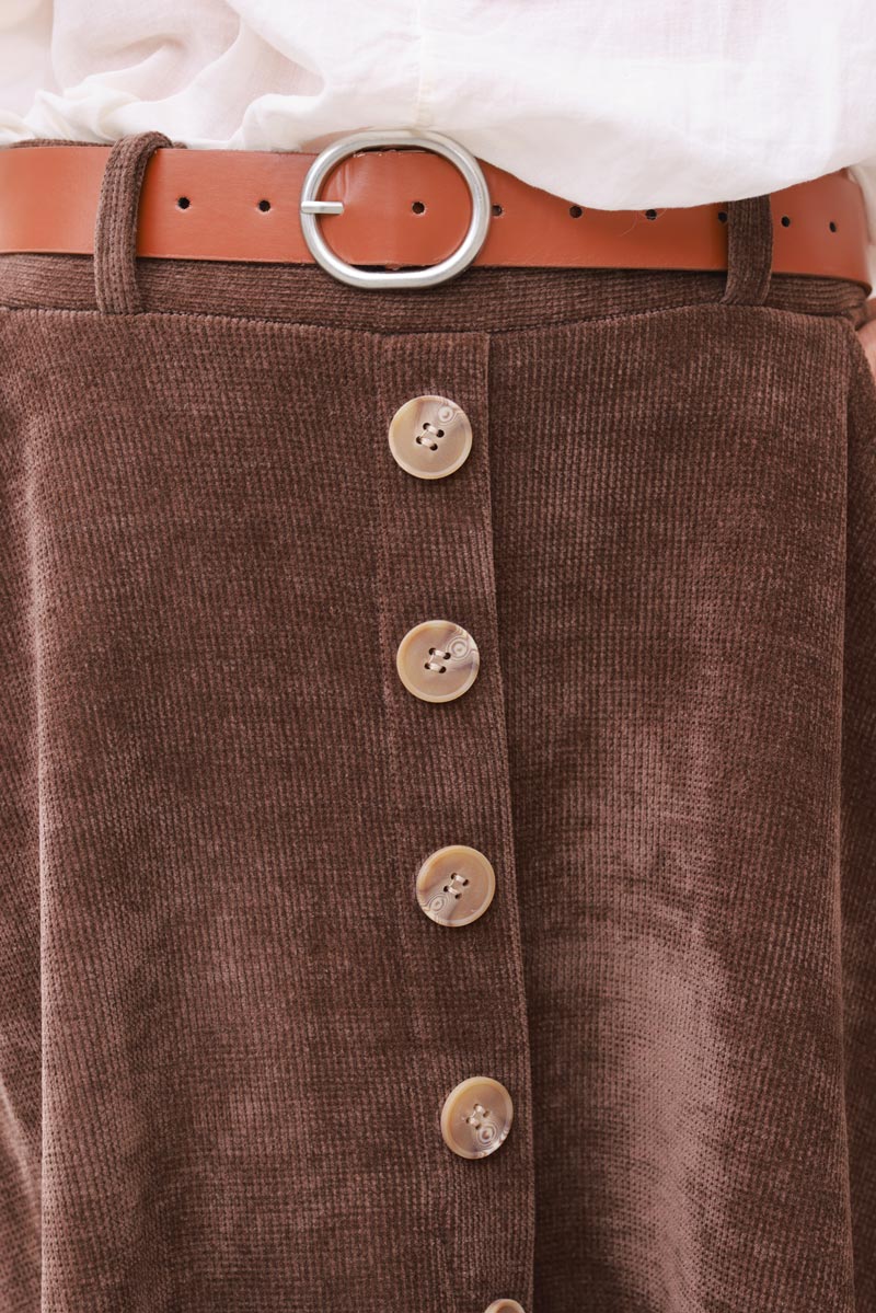 Chocolate A-Line Button-Front Skirt