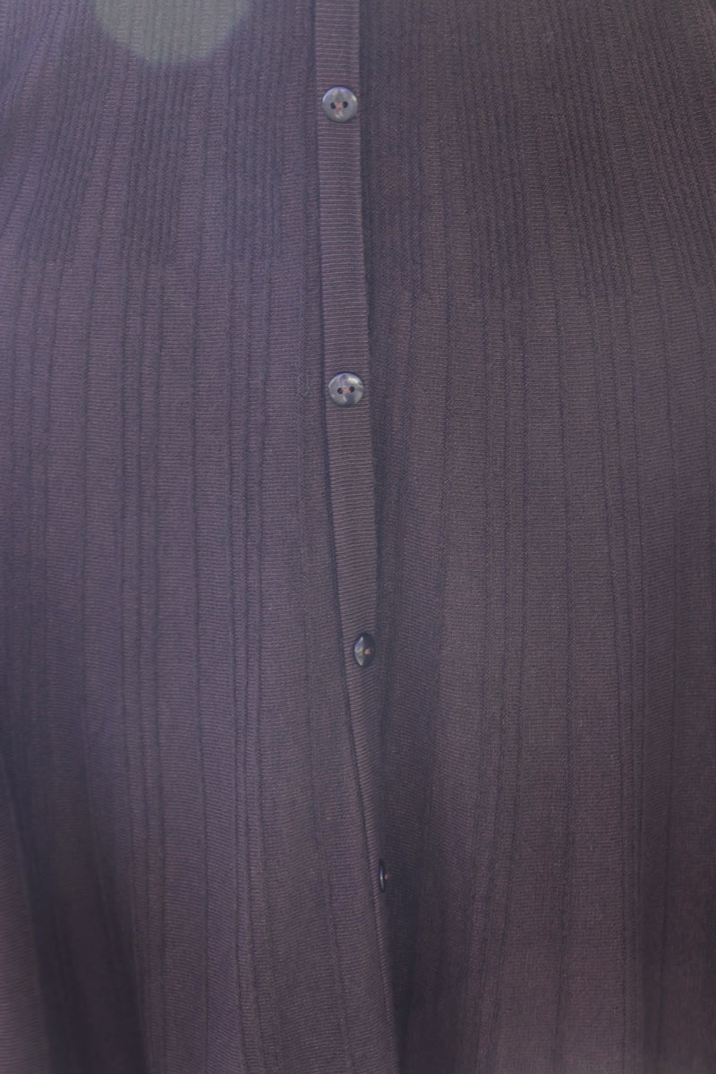 Jersey ribbed stretch skirt in chocolate with faux buttons