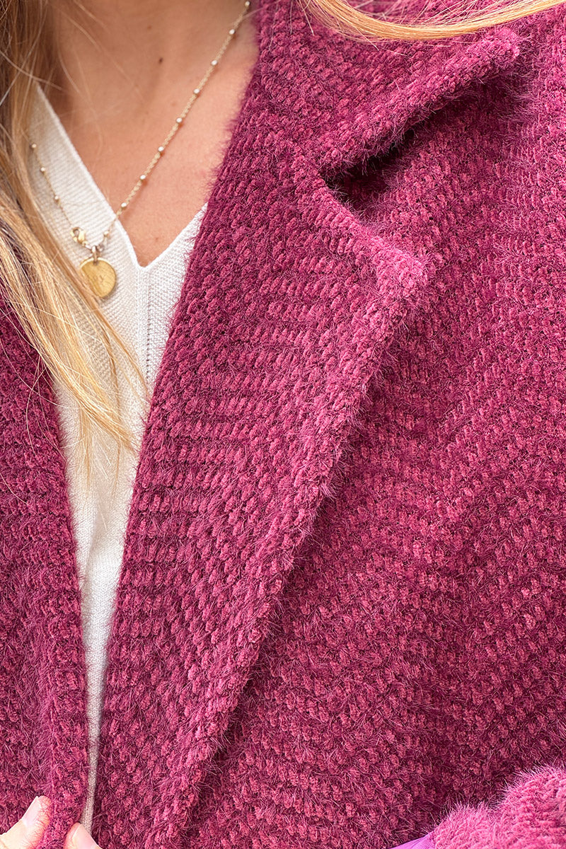 Burgundy Herringbone Peacoat