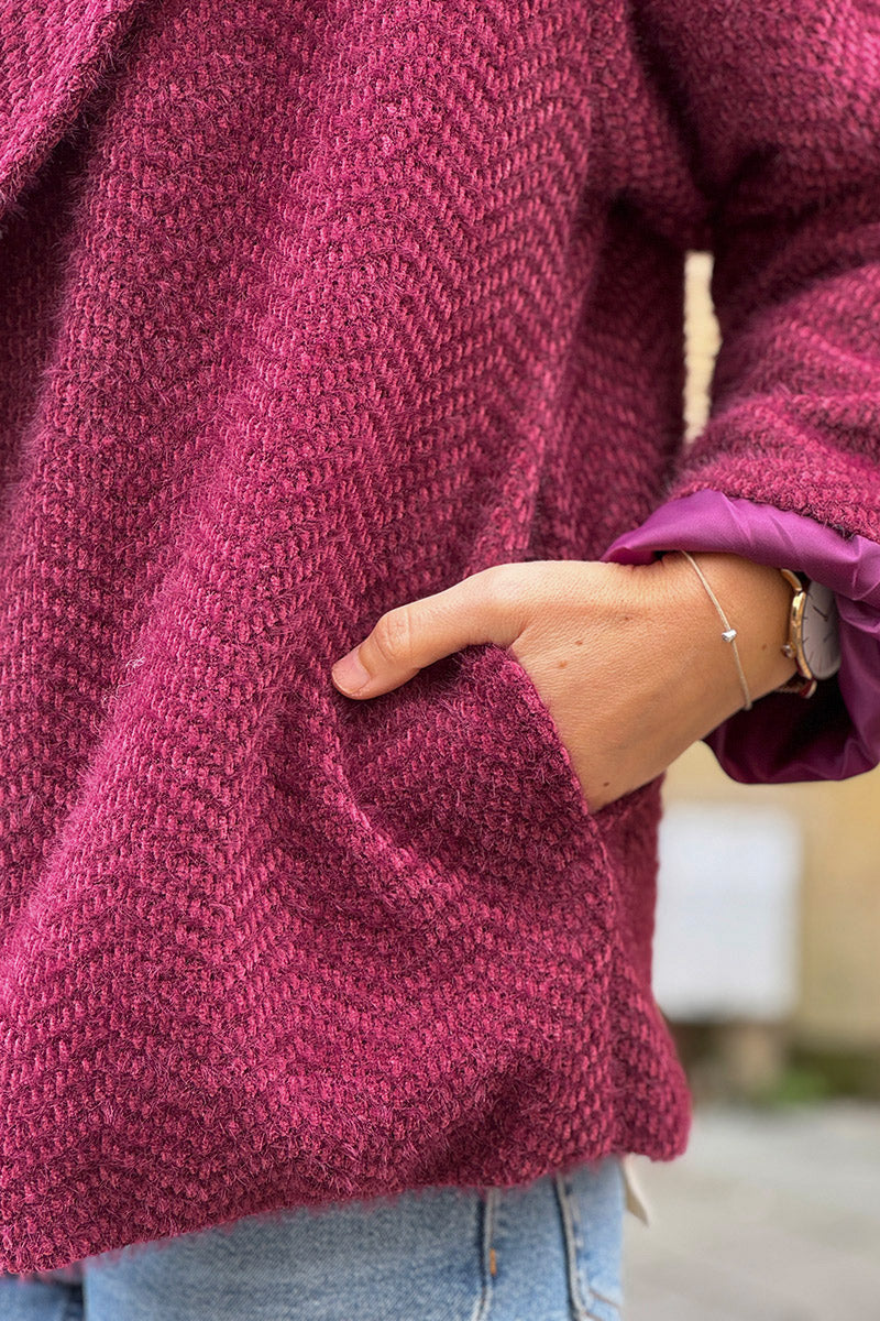 Burgundy Herringbone Peacoat