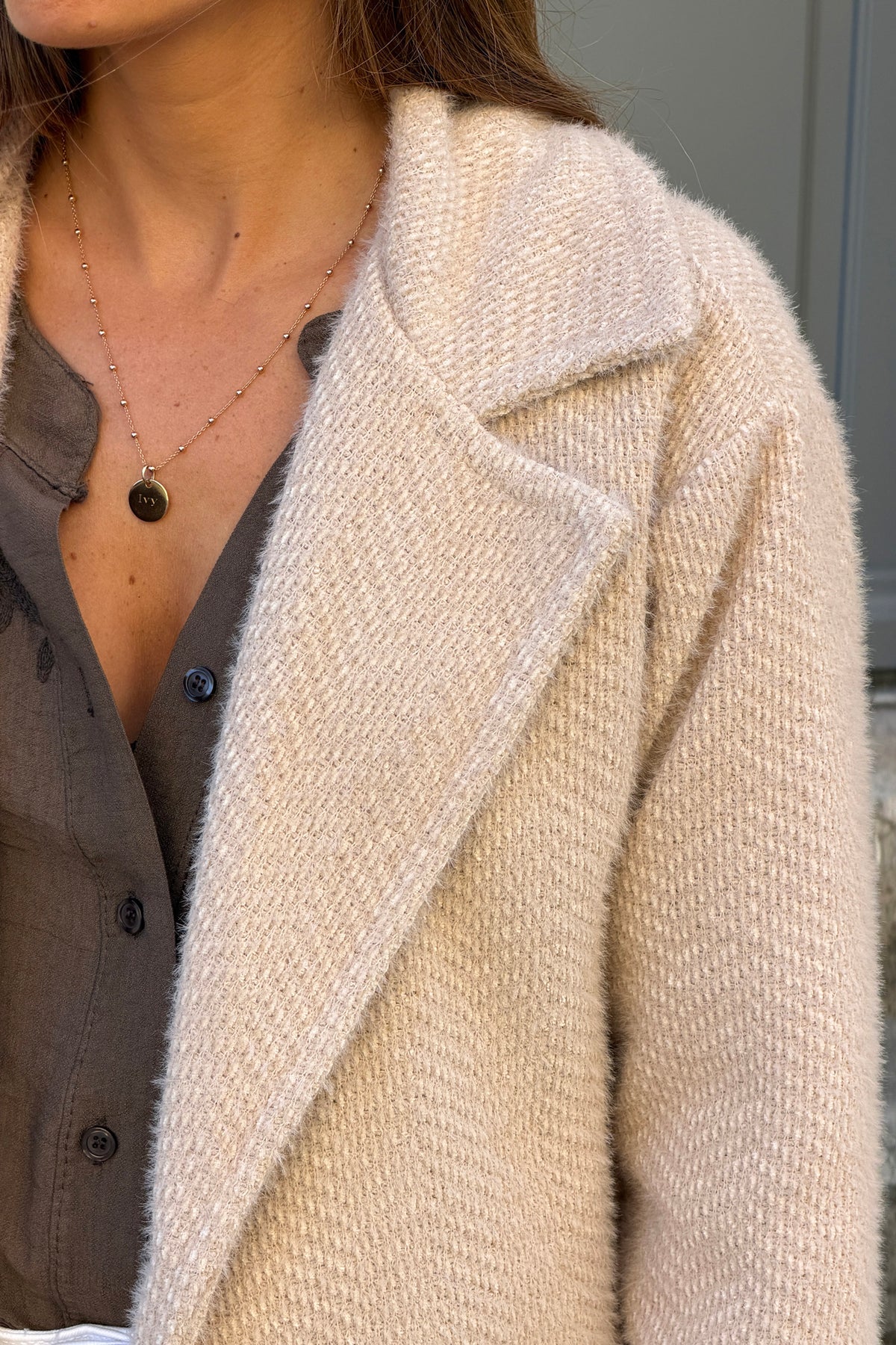 Cream Woven Peacoat