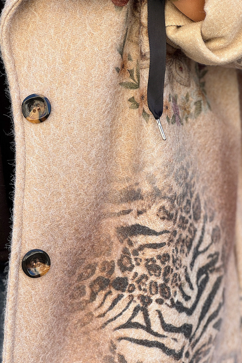 Taupe Mystic Jungle Hooded Duster