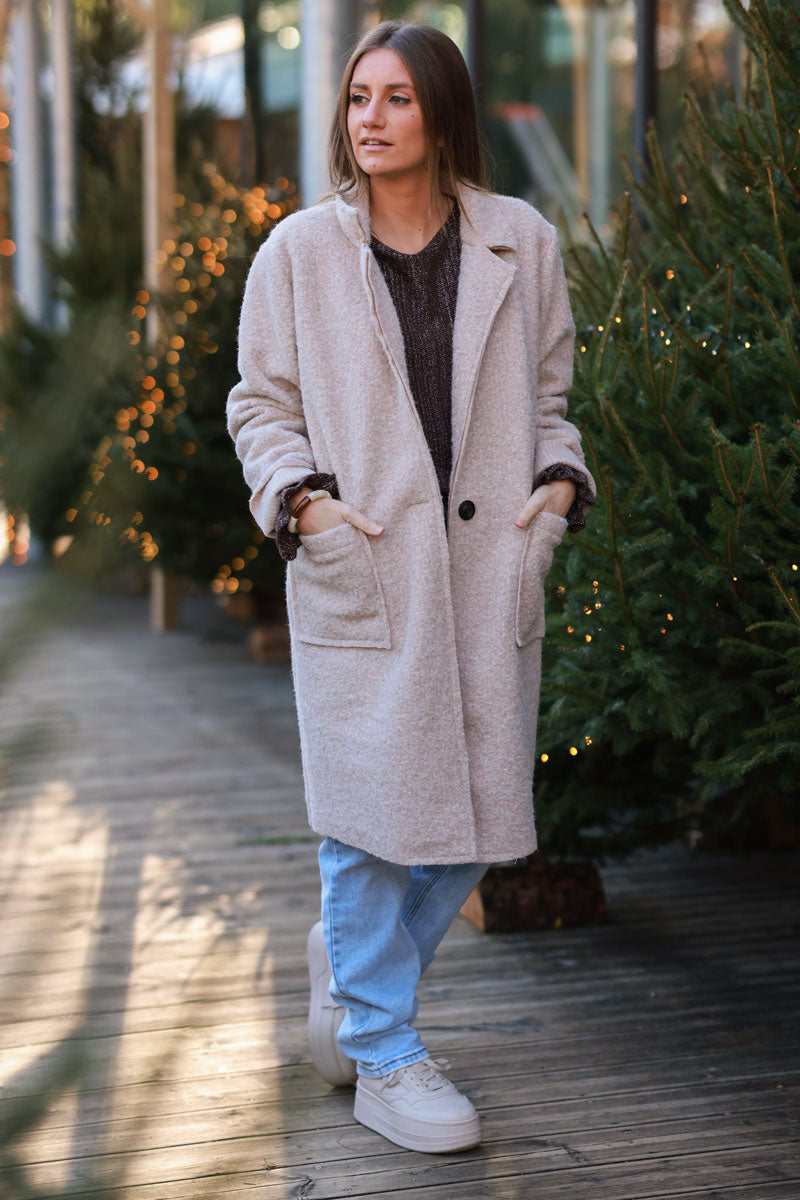 Beige Classic Tailored Coat
