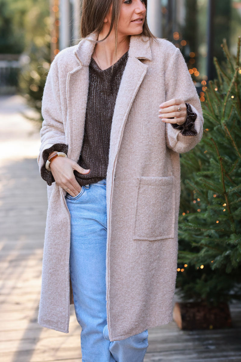 Beige Classic Tailored Coat
