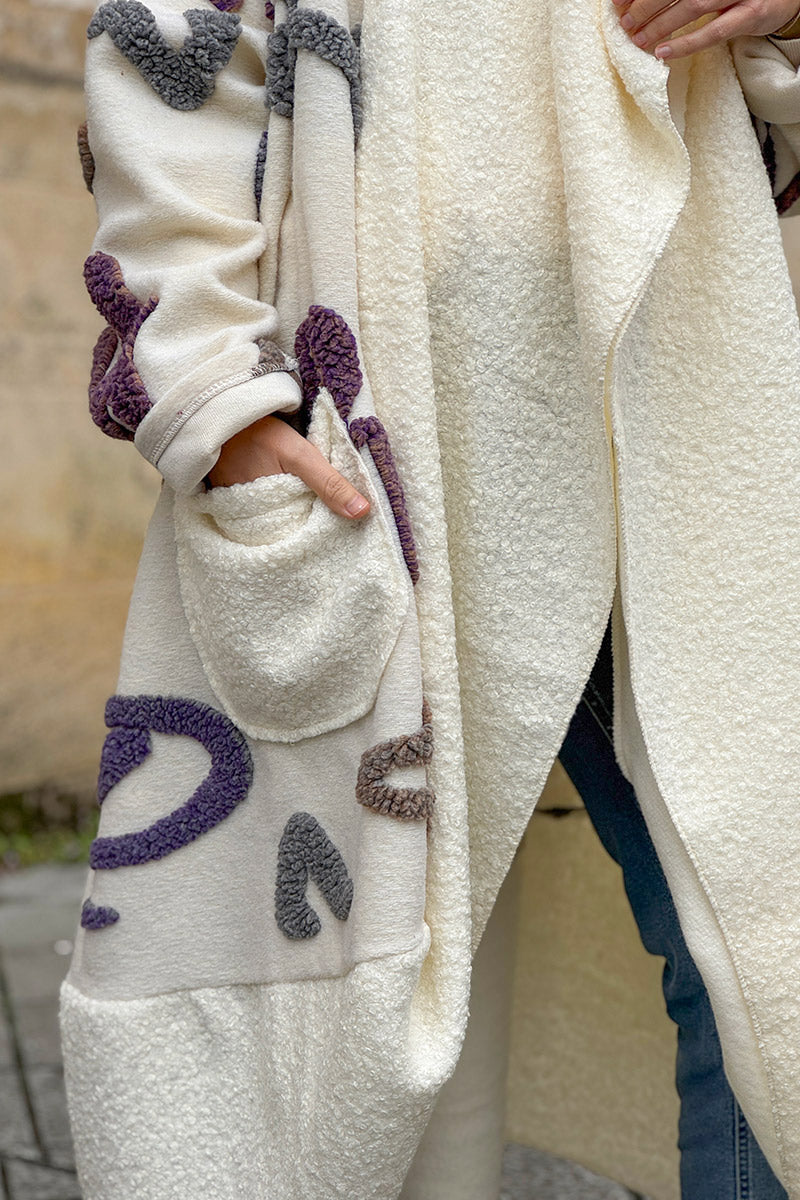 Cream Designer Fleece Duster