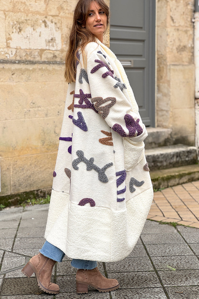 Cream Designer Fleece Duster