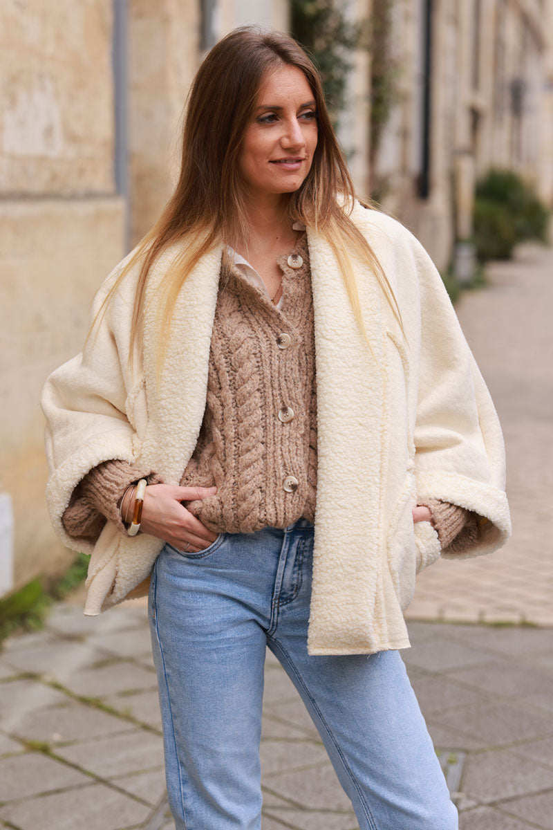 Cream Faux Shearling Jacket