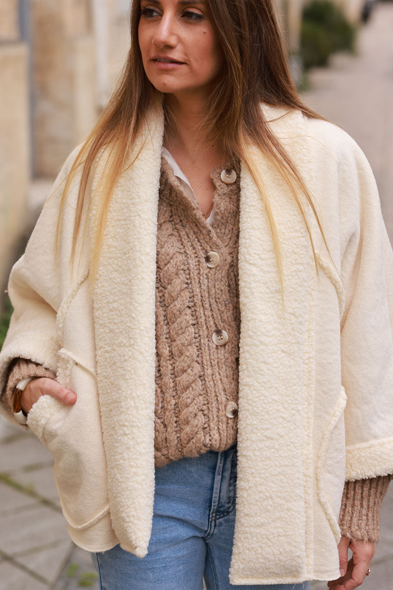 Cream Faux Shearling Jacket