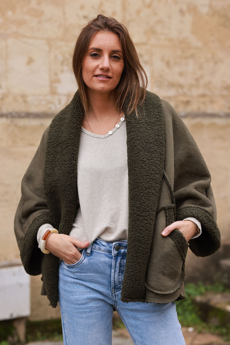 Olive Faux Shearling Jacket