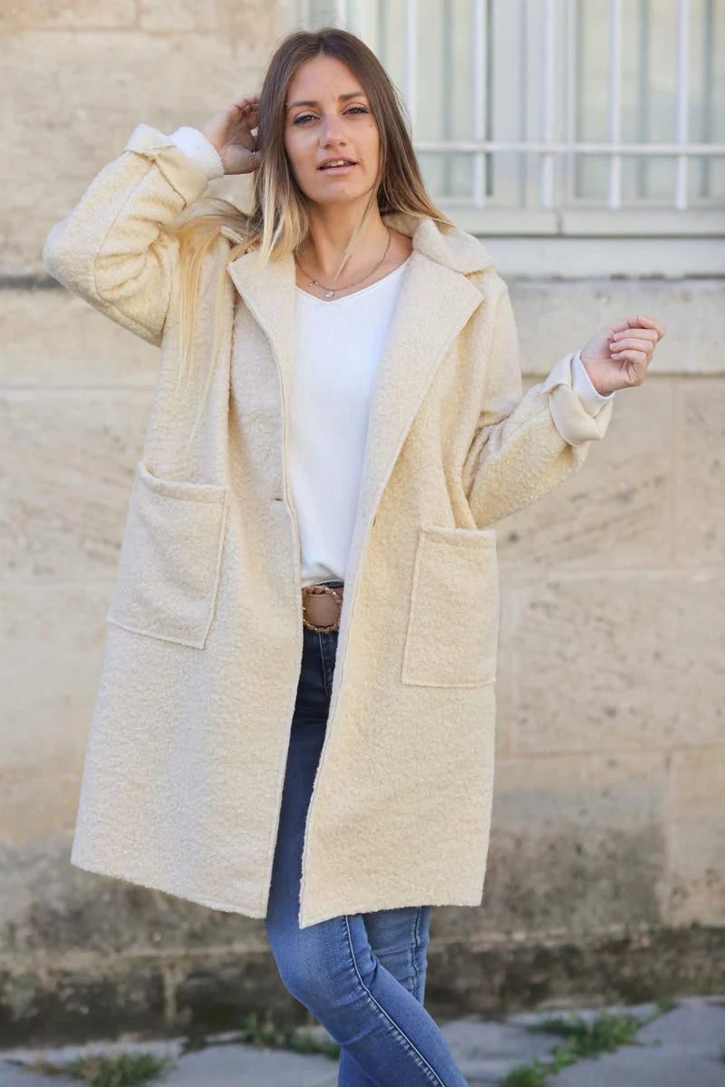Manteau long discount bouclette femme
