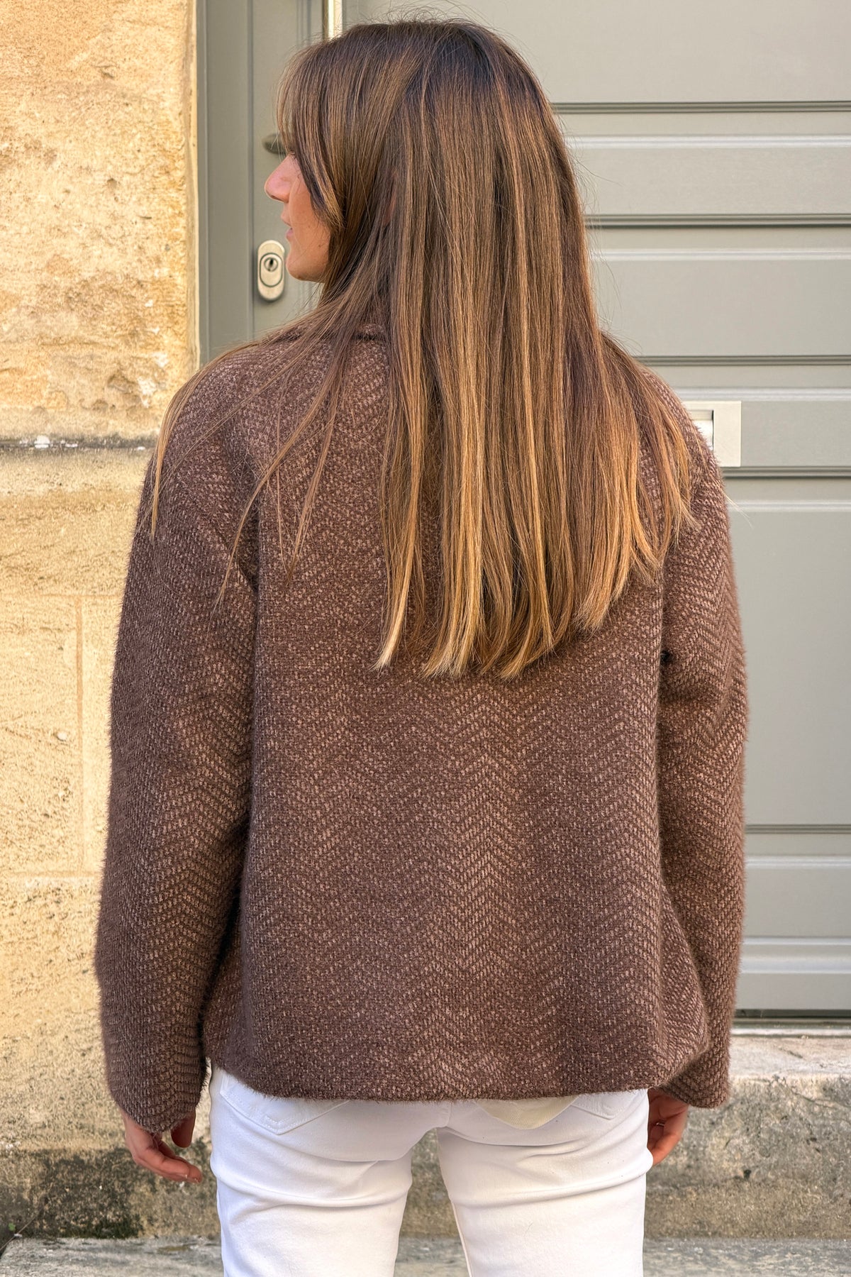Brown Woven Peacoat