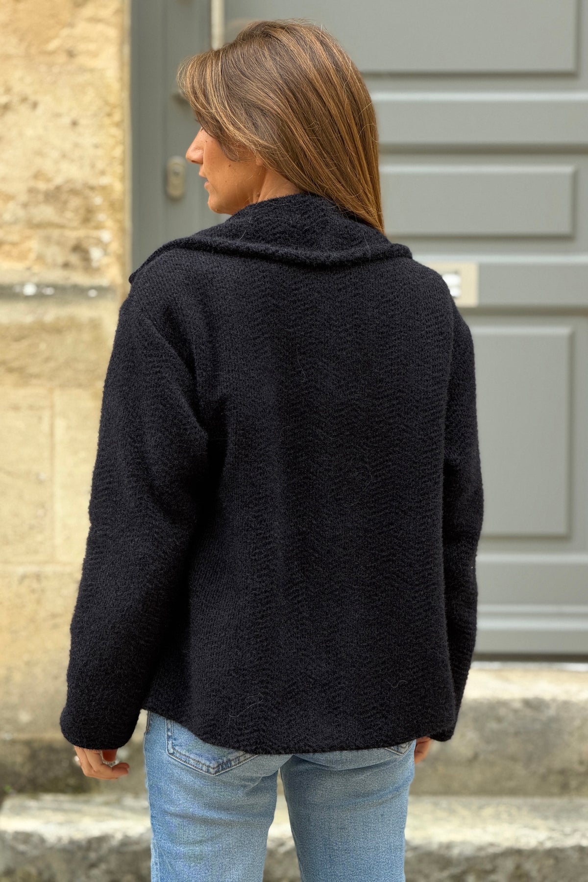 Black Woven Peacoat