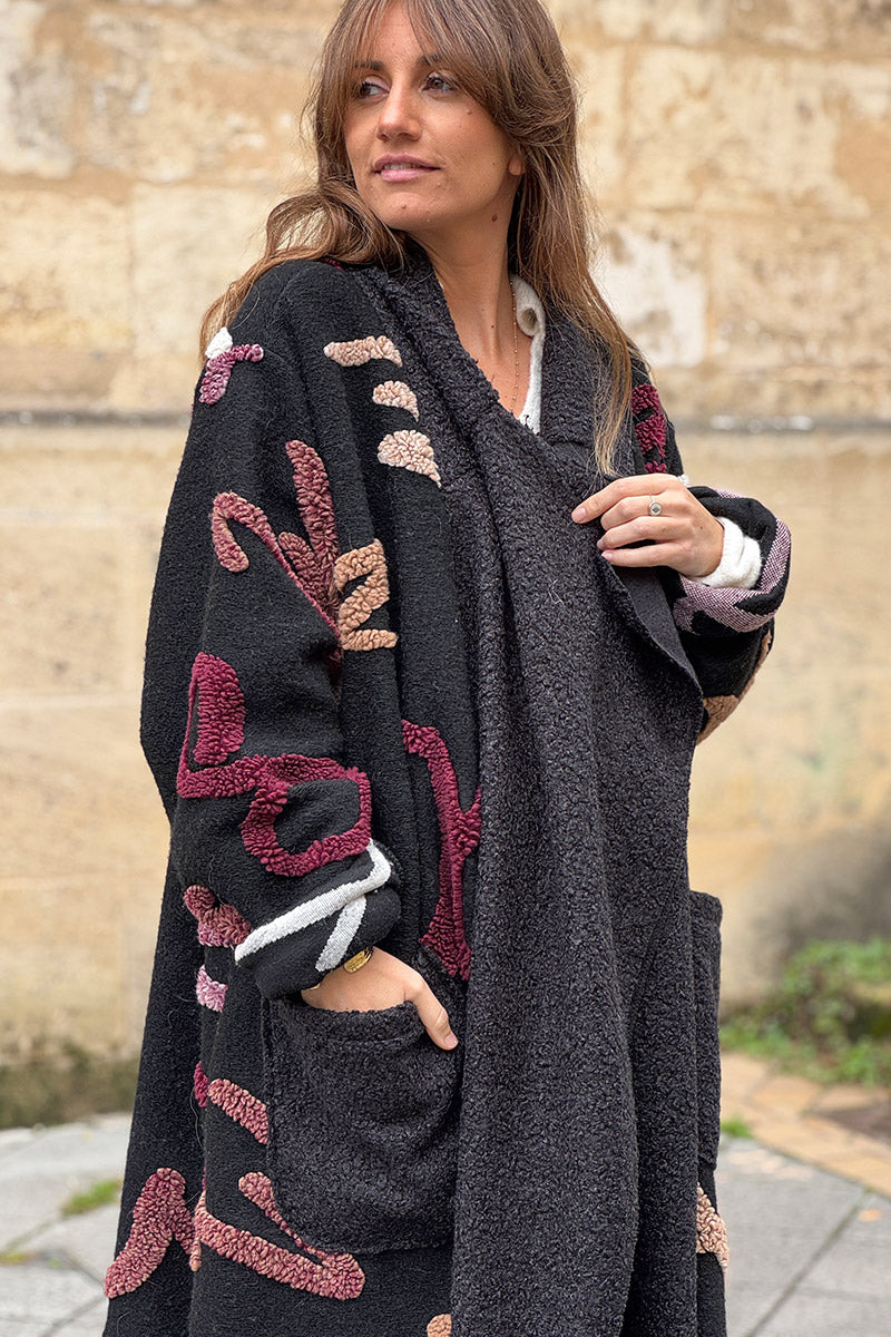 Black Designer Fleece Duster