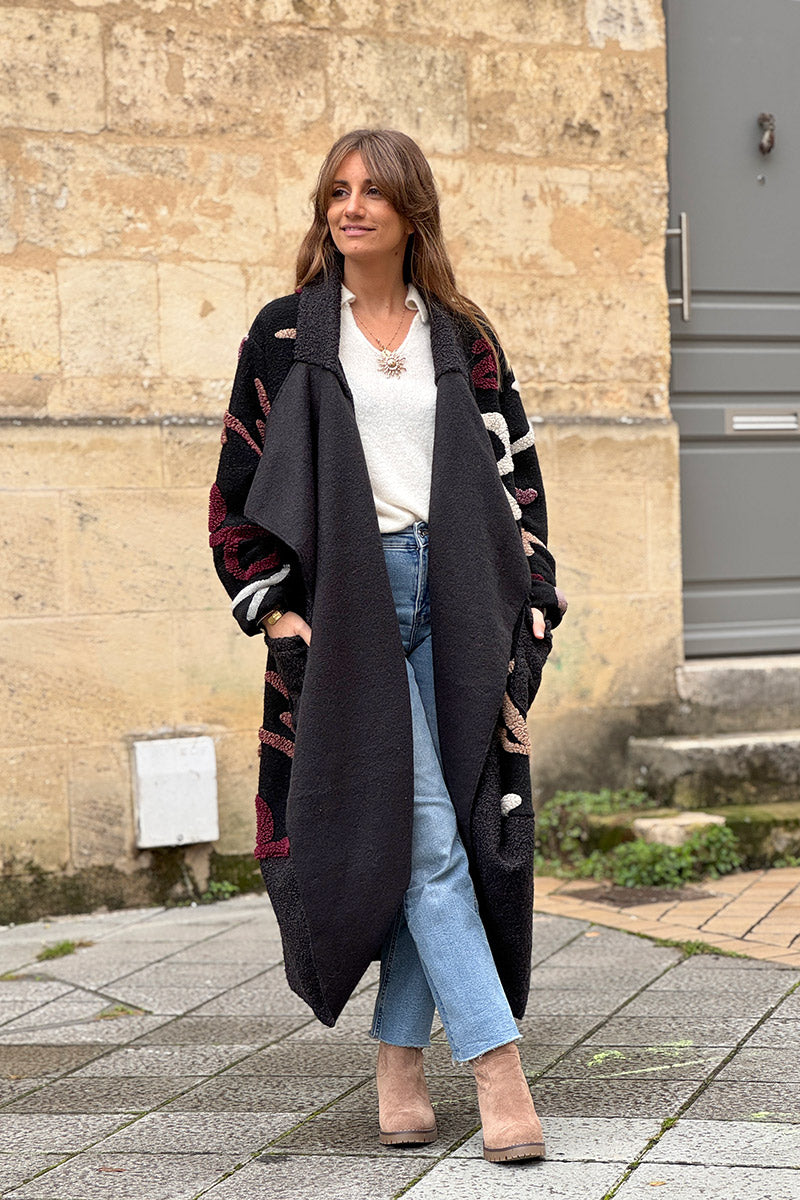 Black Designer Fleece Duster