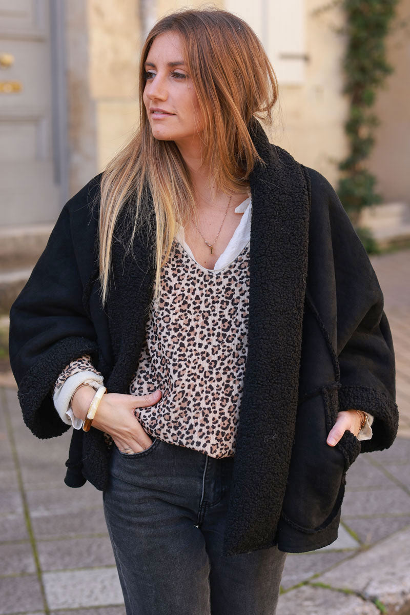 Black Faux Shearling Jacket