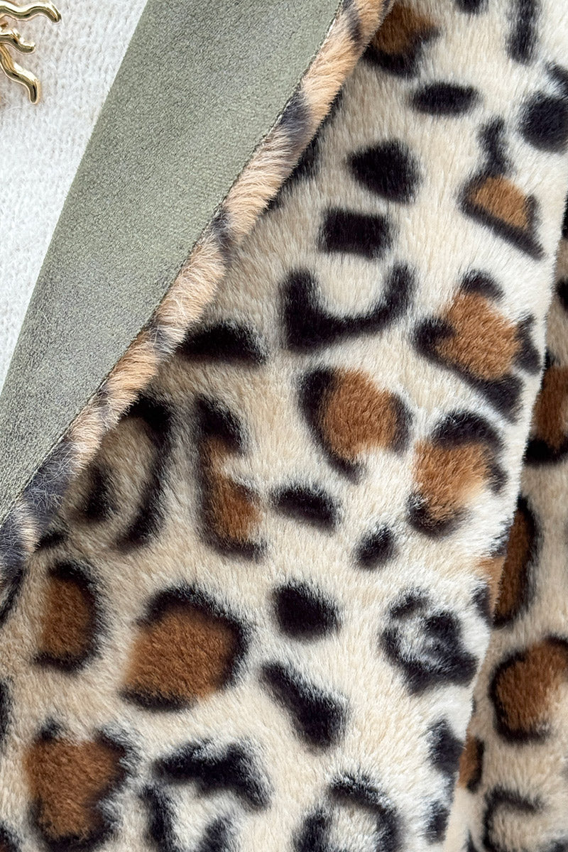 Olive Leopard Reversible Faux Fur Coat