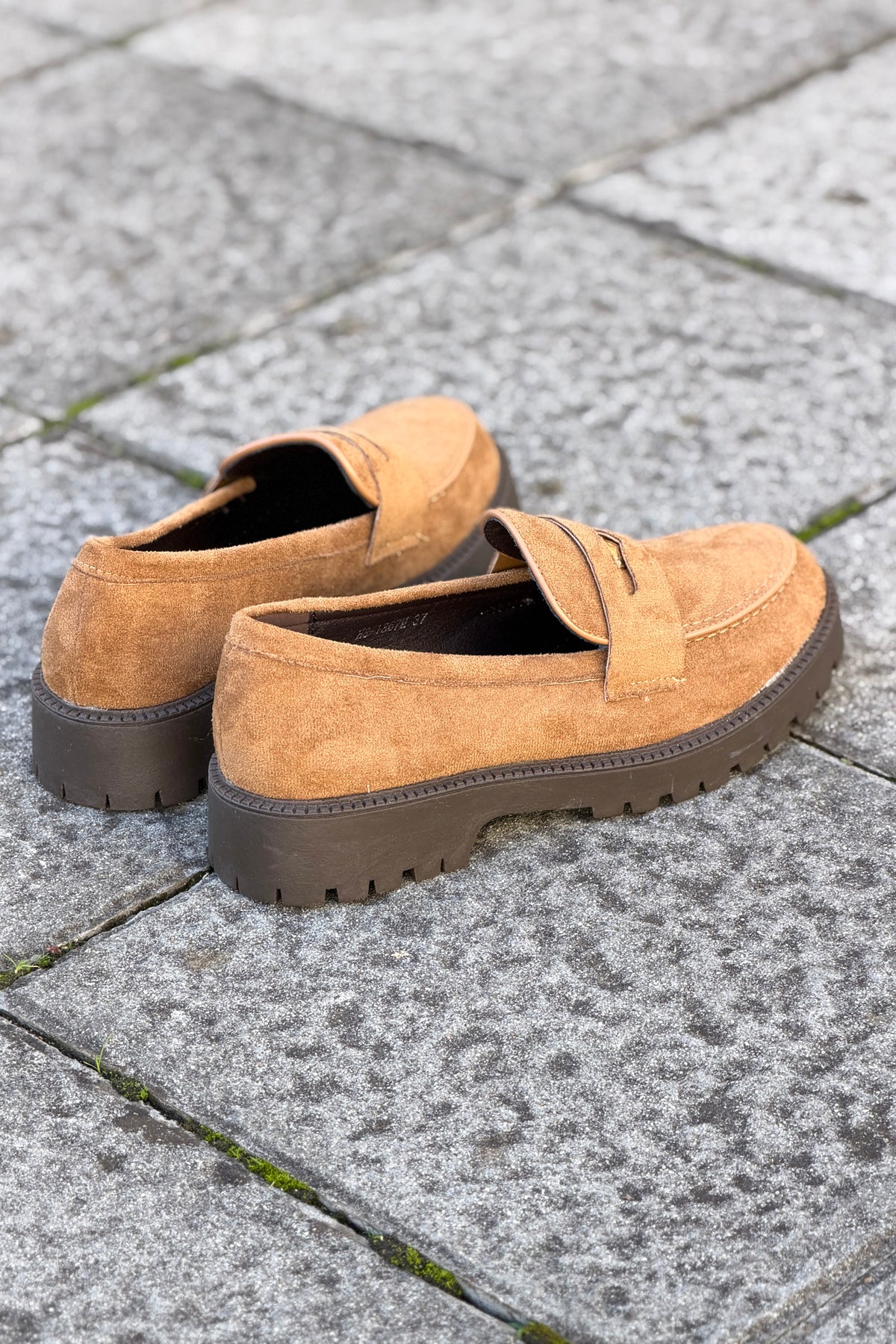 Camel Suedette Penny Loafers

