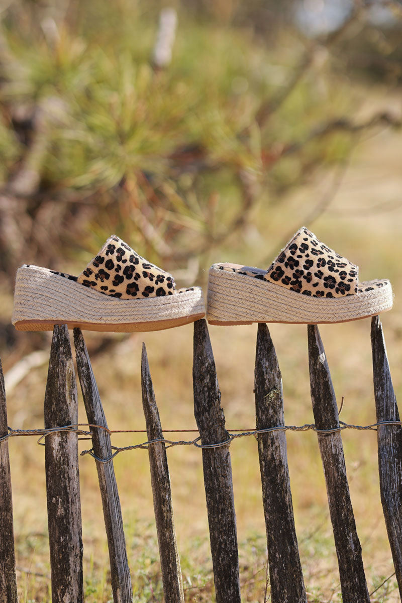 Leopard Sueded Wedge Espadrilles
