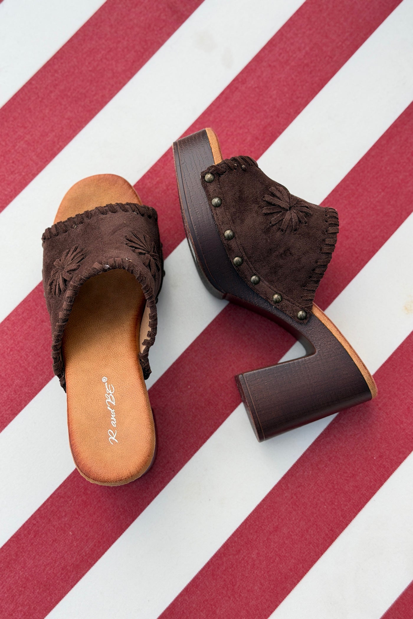 Dark Taupe Suedette Fringe Wrapped Mules