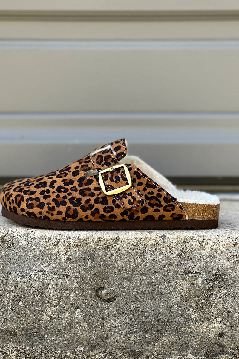 Leopard Suedette and Faux Fur Clogs