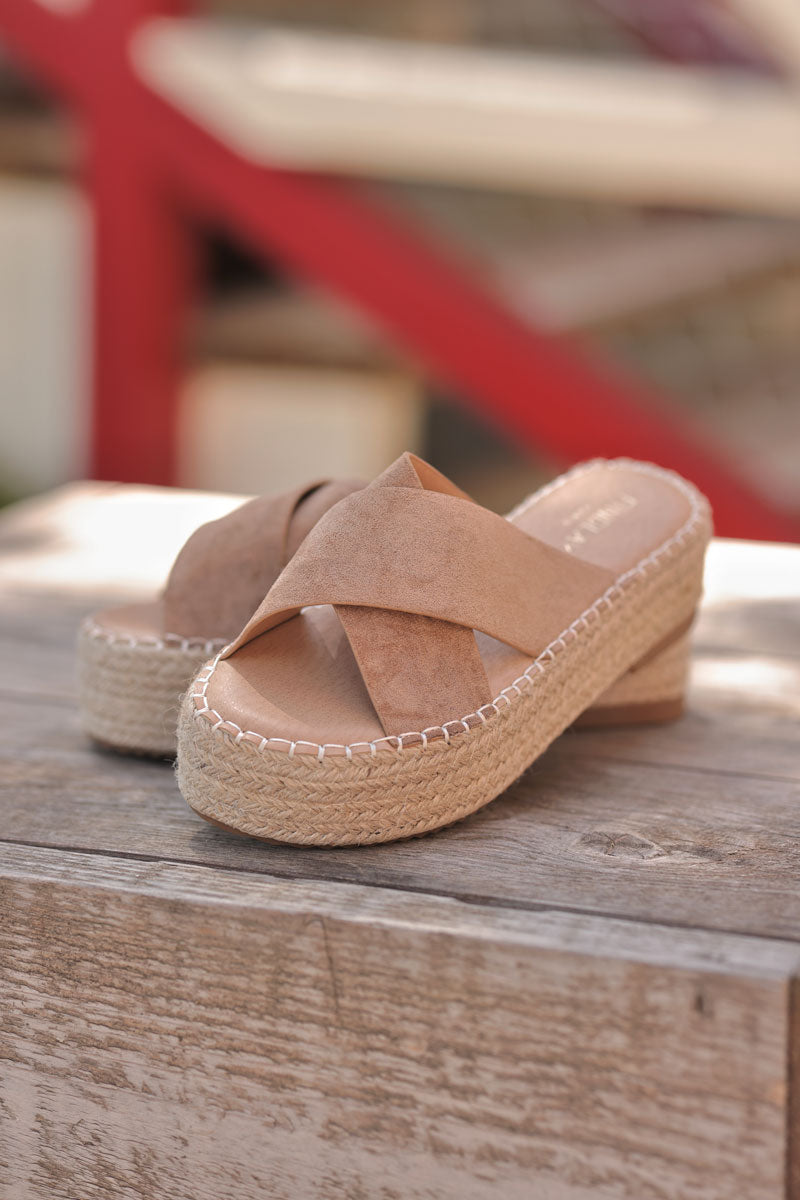 Light Brown X-Band Sueded Mules