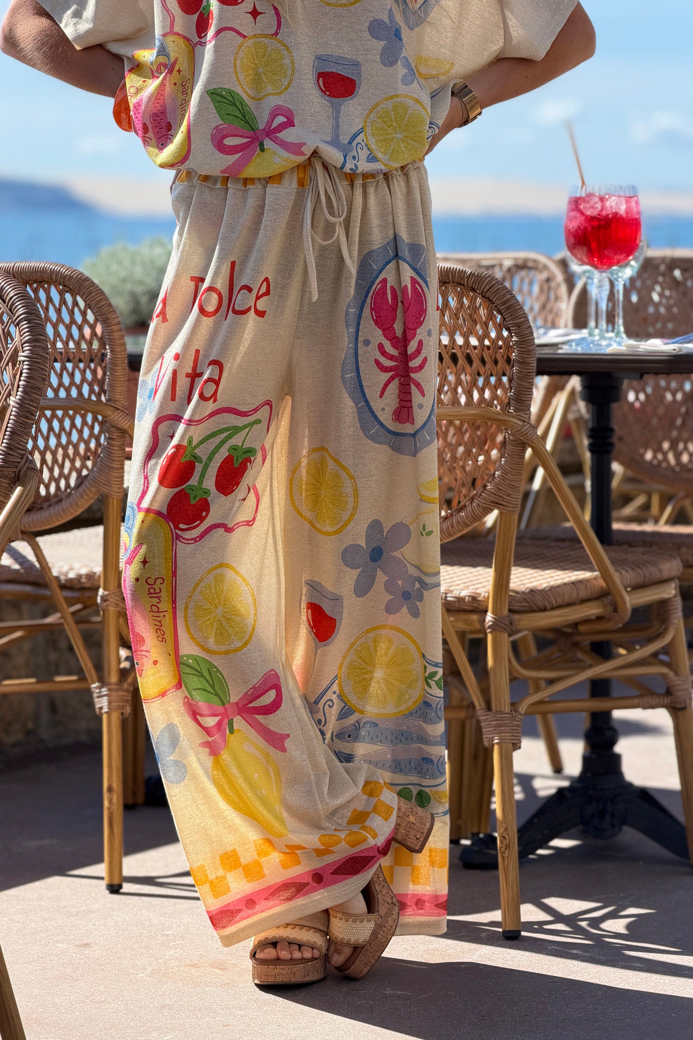 Cream “La Dolce Vita” Feast Glitter Knit Pants