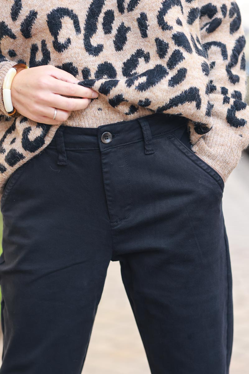 Black stretch and straight chino pants