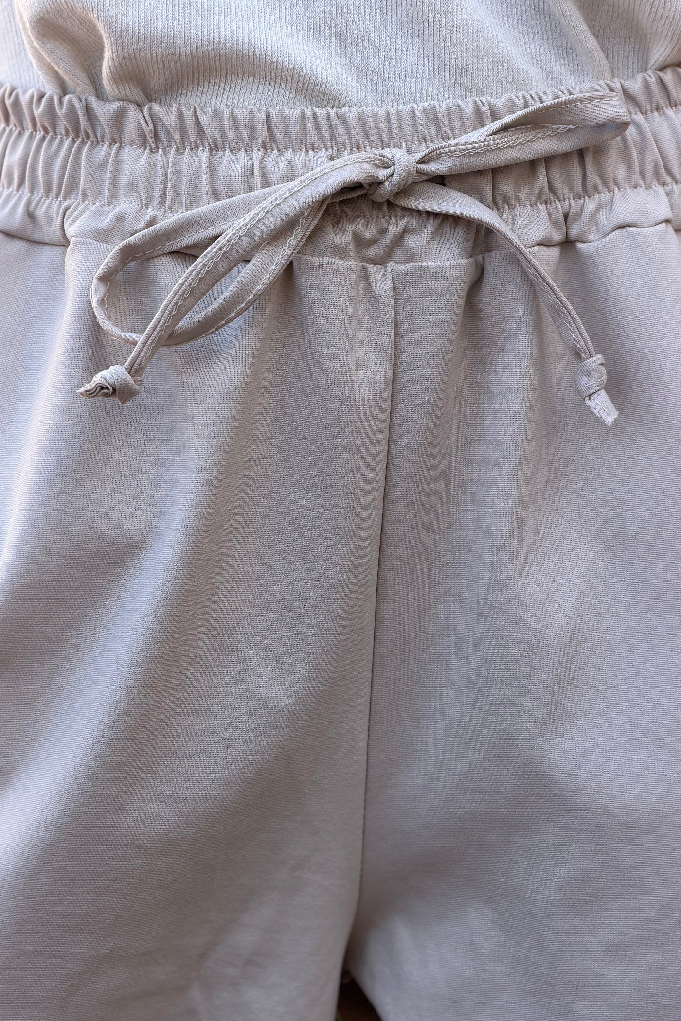 Beige Poplin Pull-On Pants