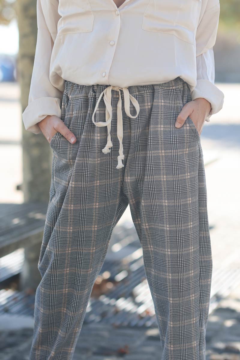 Pantalon confort carreaux style tweed e223 (1)
