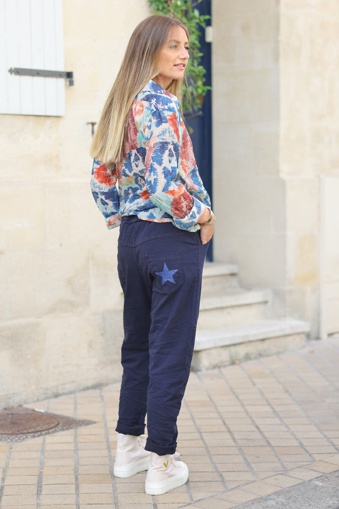 Pantalon De Travail Vintage Le Mont Saint-Martin – Toile Bleue, Fabriqué En France, Taille XL