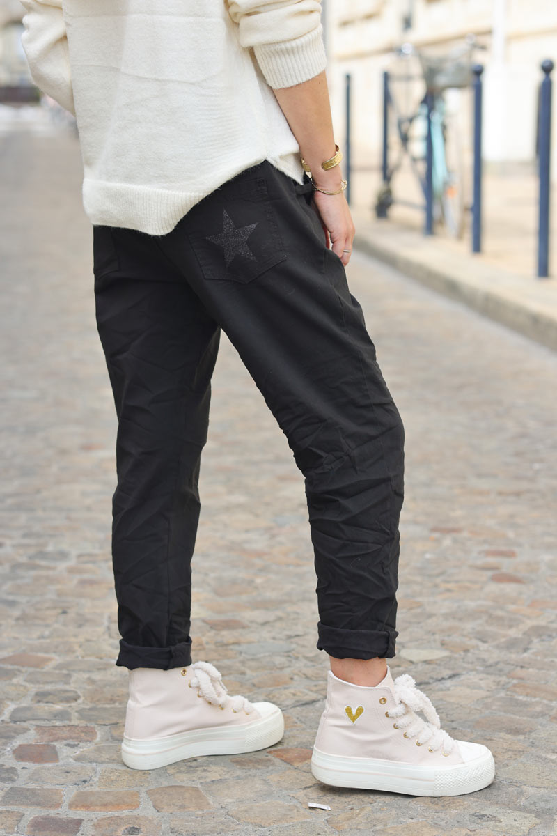 Pantalon discount toile noir