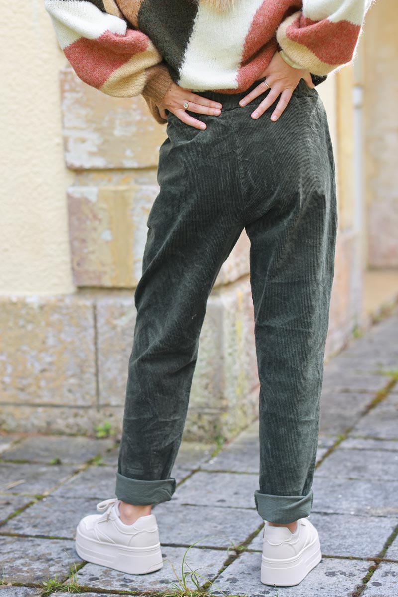 Khaki Corduroy Joggers