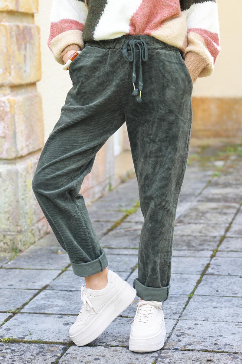 Khaki Corduroy Joggers