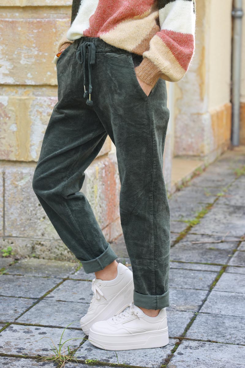 Khaki Corduroy Joggers