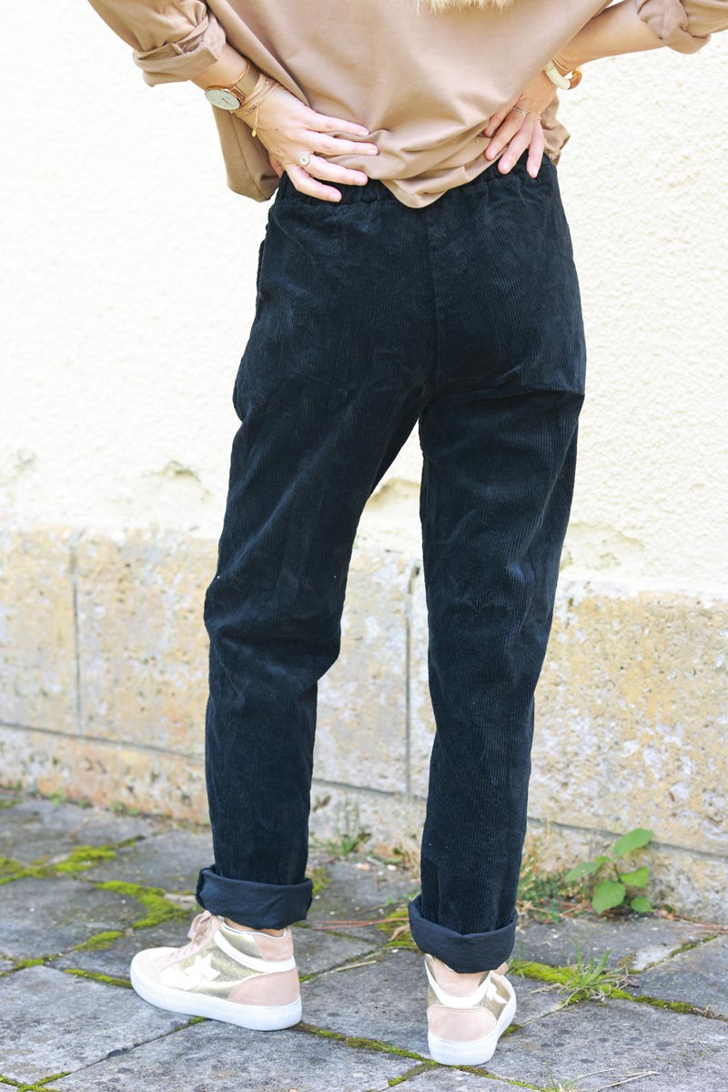 Black Corduroy Joggers