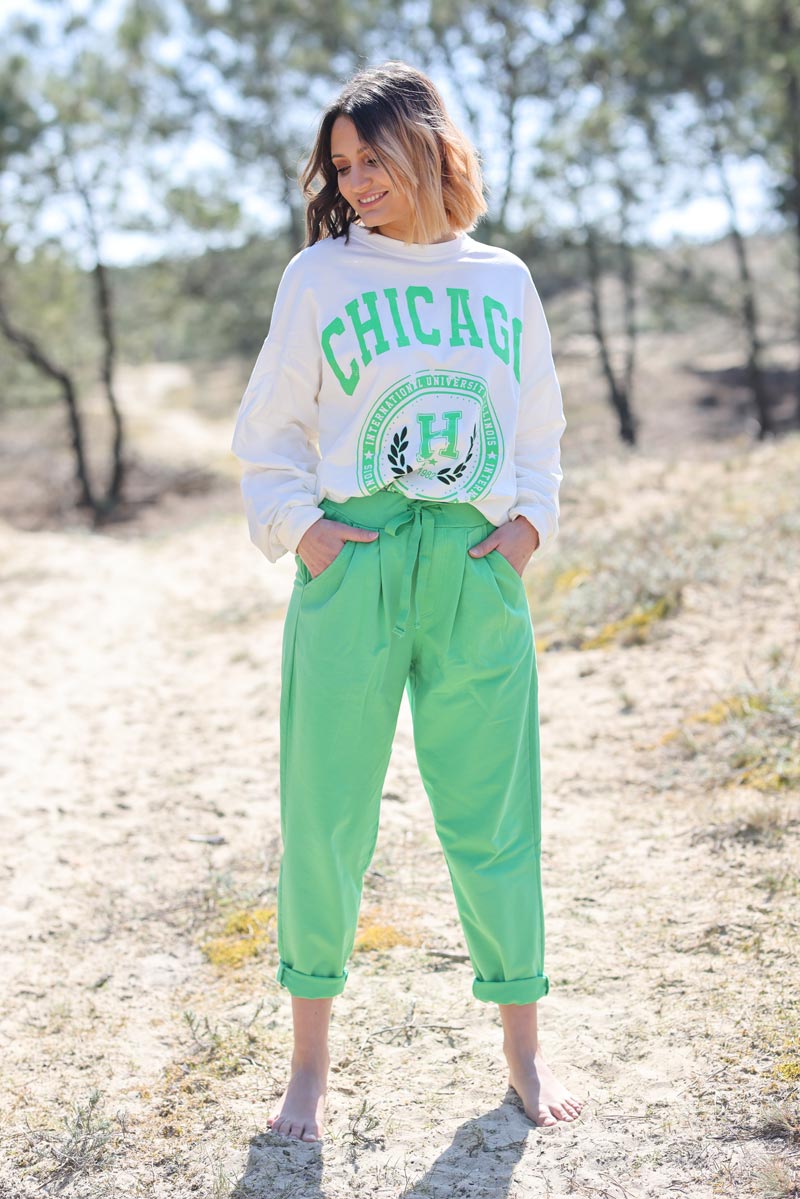 Pantalon de jogging a pinces vert confort g063 (1)