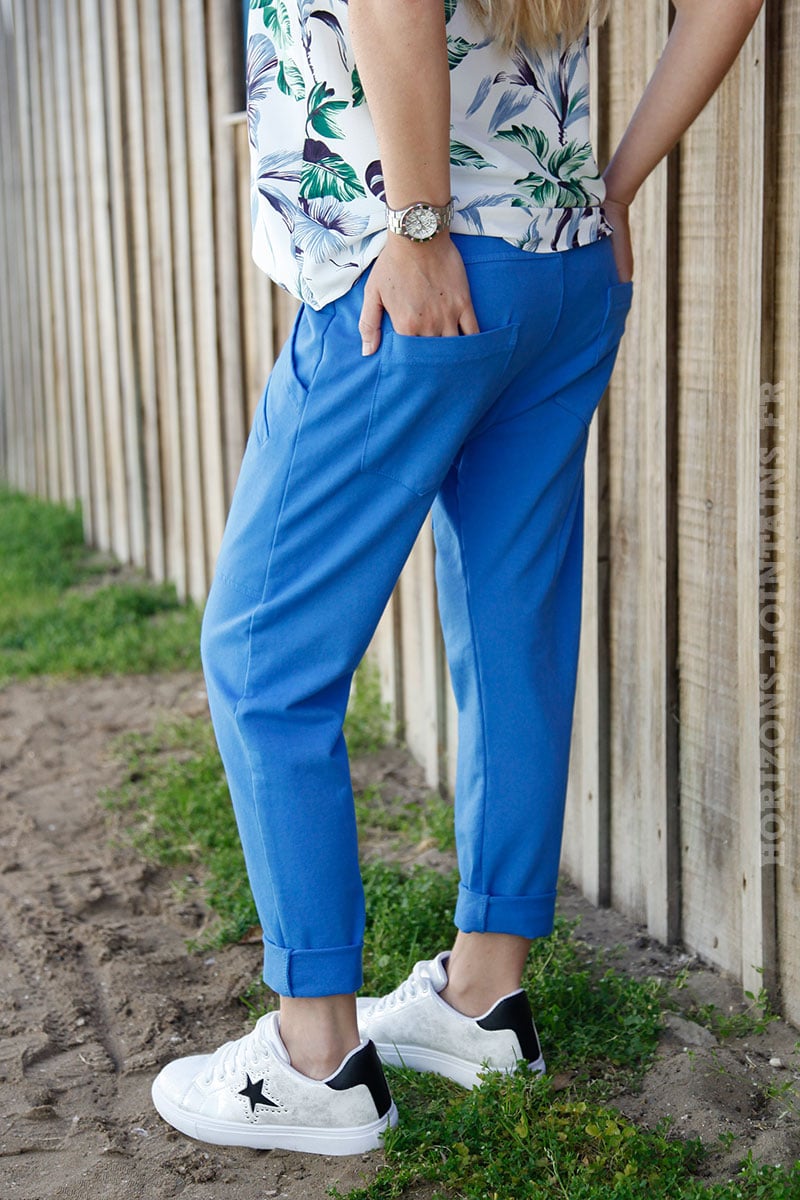 Pantalon de jogging urbain pour femme bleu jean à poches - Horizons  Lointains