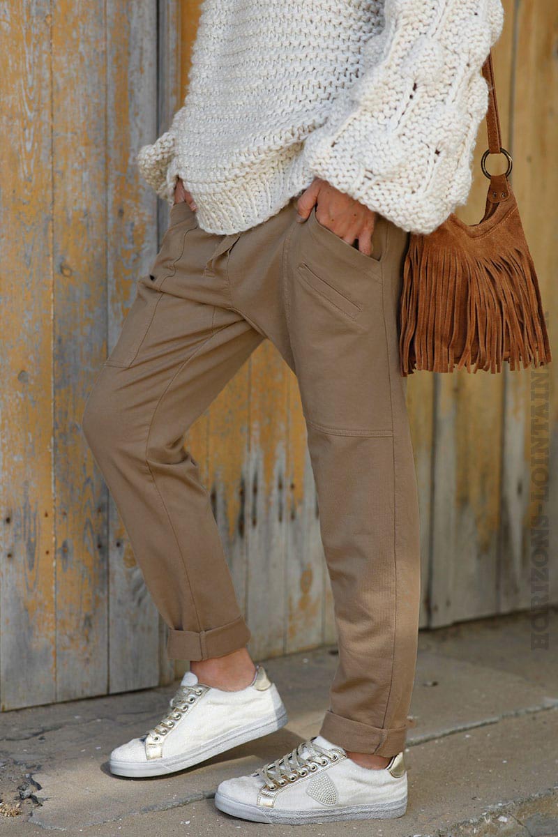 Urban light camel sweatpant with pockets