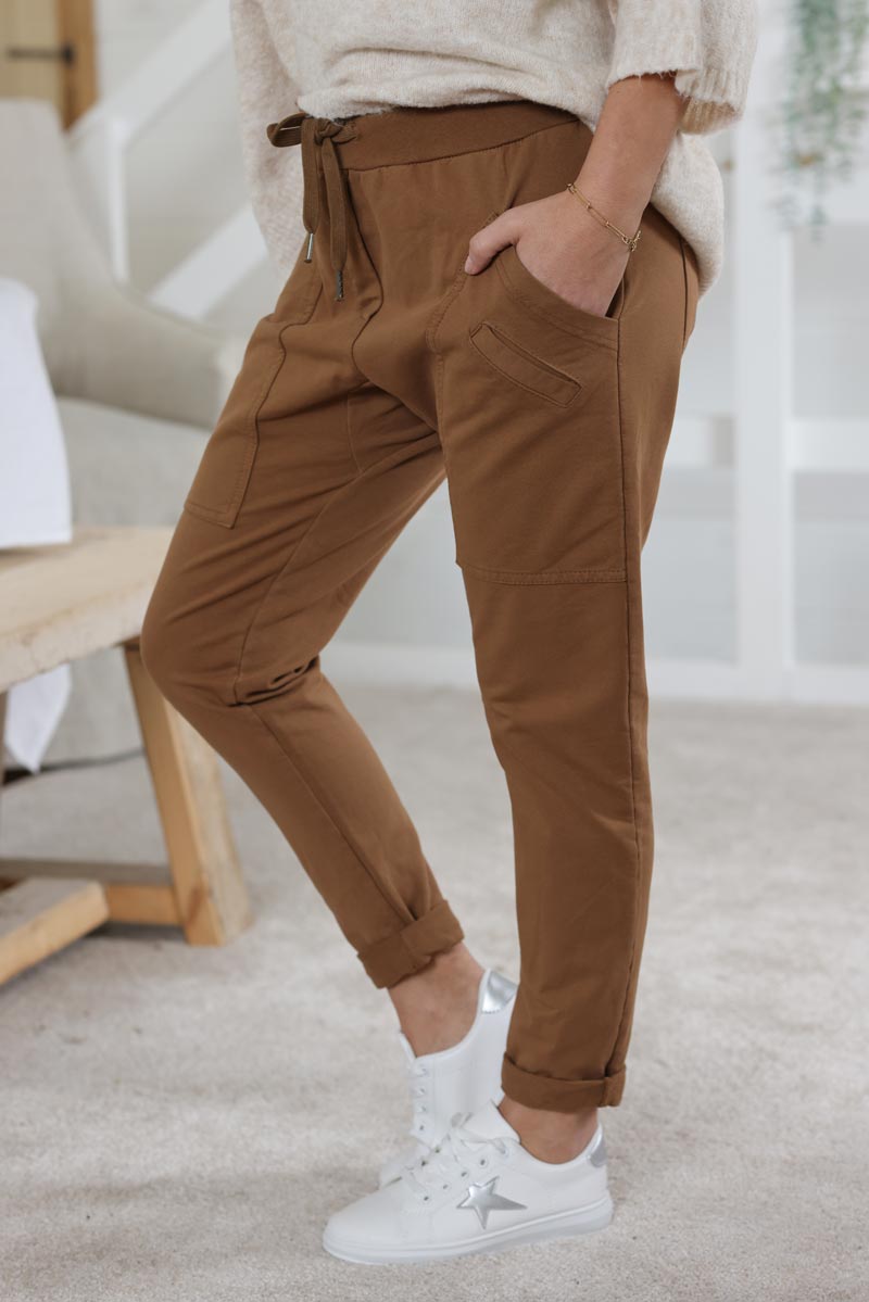 Pantalon de jogging camel urbain confort poches loose 004 (1)