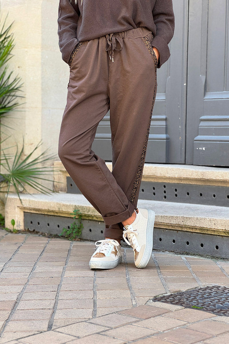 Chocolate Leopard Stripe Pull-On Pants