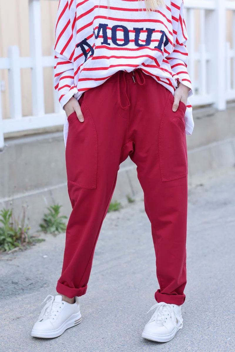 Urban red sweatpant with pockets